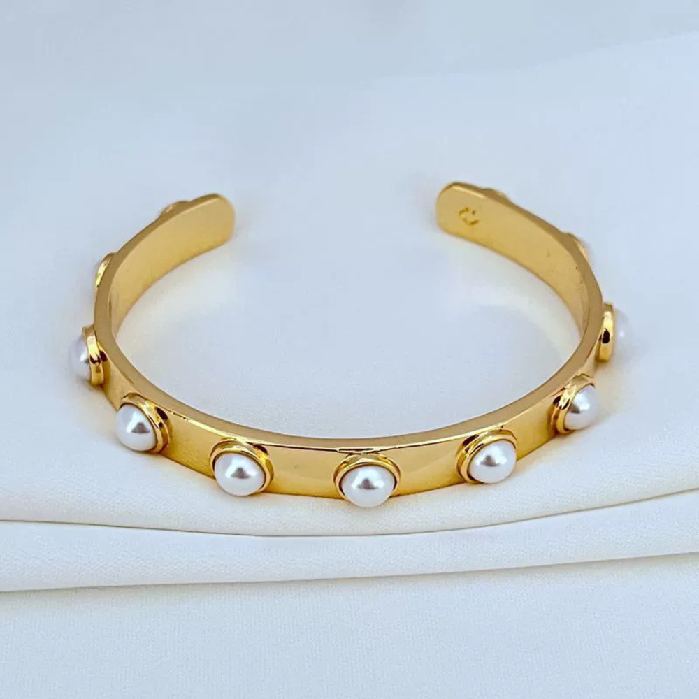 Kendra Scott Pearl Inlay Open Cuff Bracelet